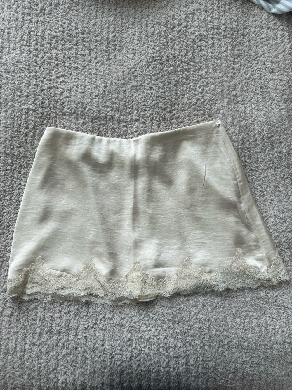 Abercrombie & Fitch Lace Hem Satin Mini Skort